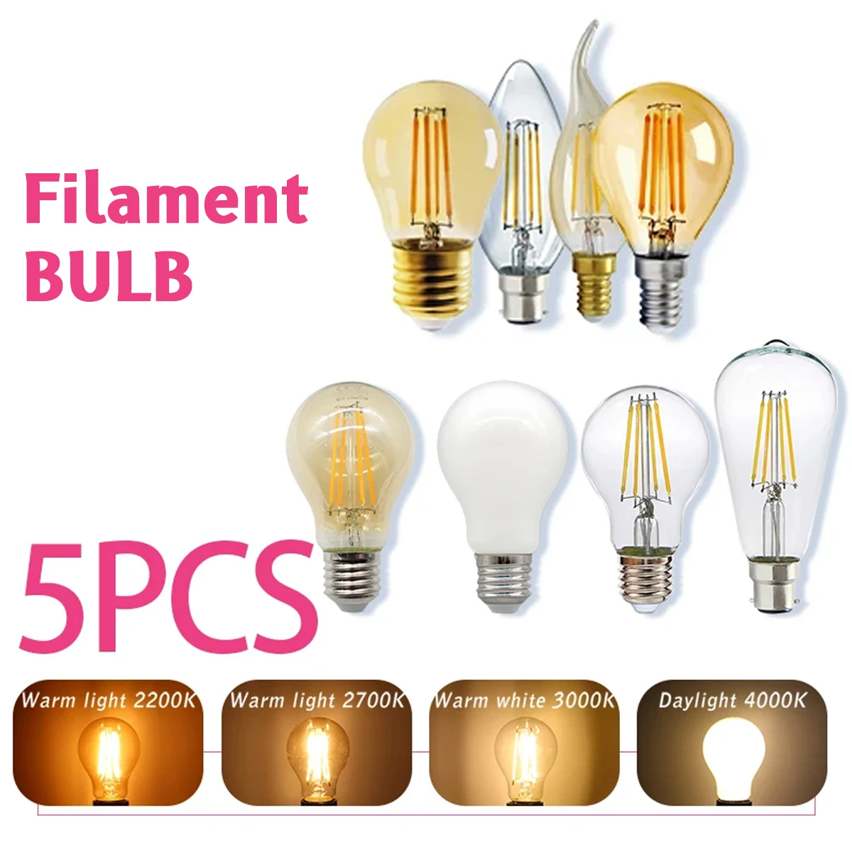 Set di 5 Lampadine Edison Retr - Vintage Lighting Decor recensione e prezzo
